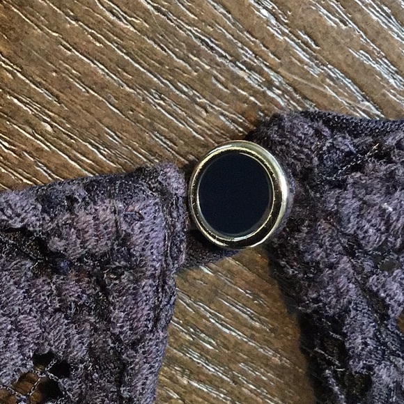 EUC L (fits more like M) Navy Monteau Soft Cotton Lined Lace Mini Dress - Picture 5 of 6